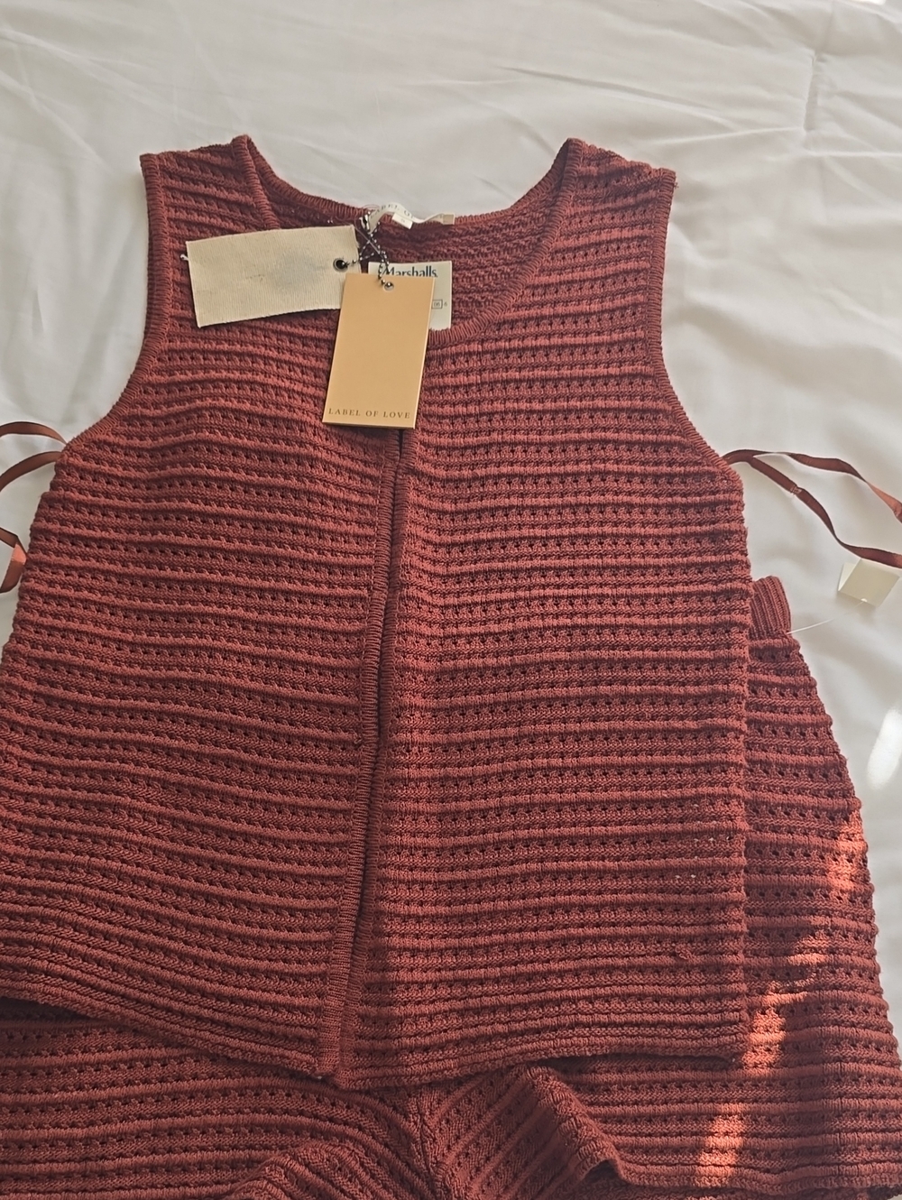Rust Crochet Knit Sleeveless Top